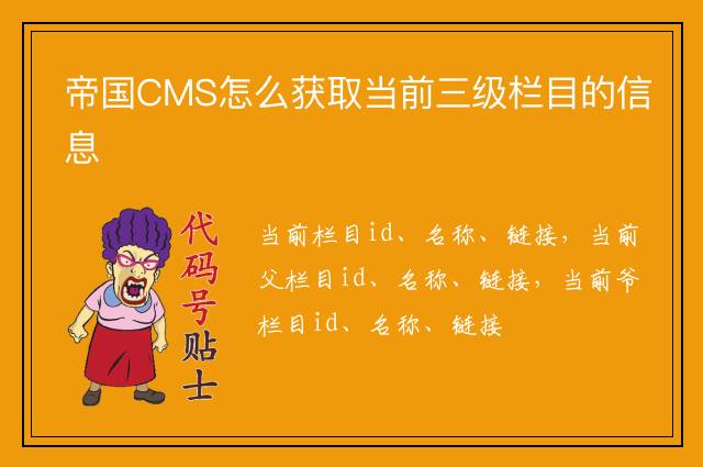 帝国CMS怎么获取当前三级栏目的信息