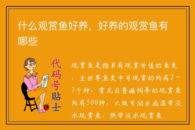 什么观赏鱼好养,好养的观赏鱼有哪些